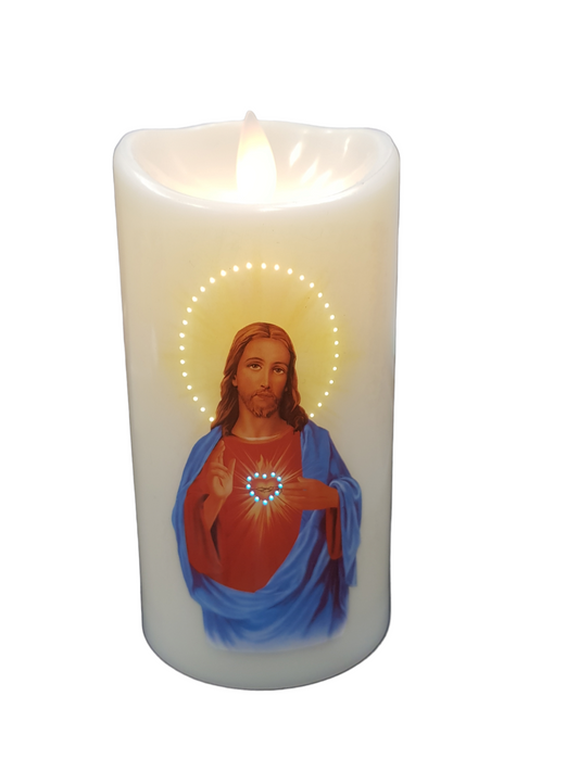 Sacred Heart Jesus Led Candle Battery / Usb Cable