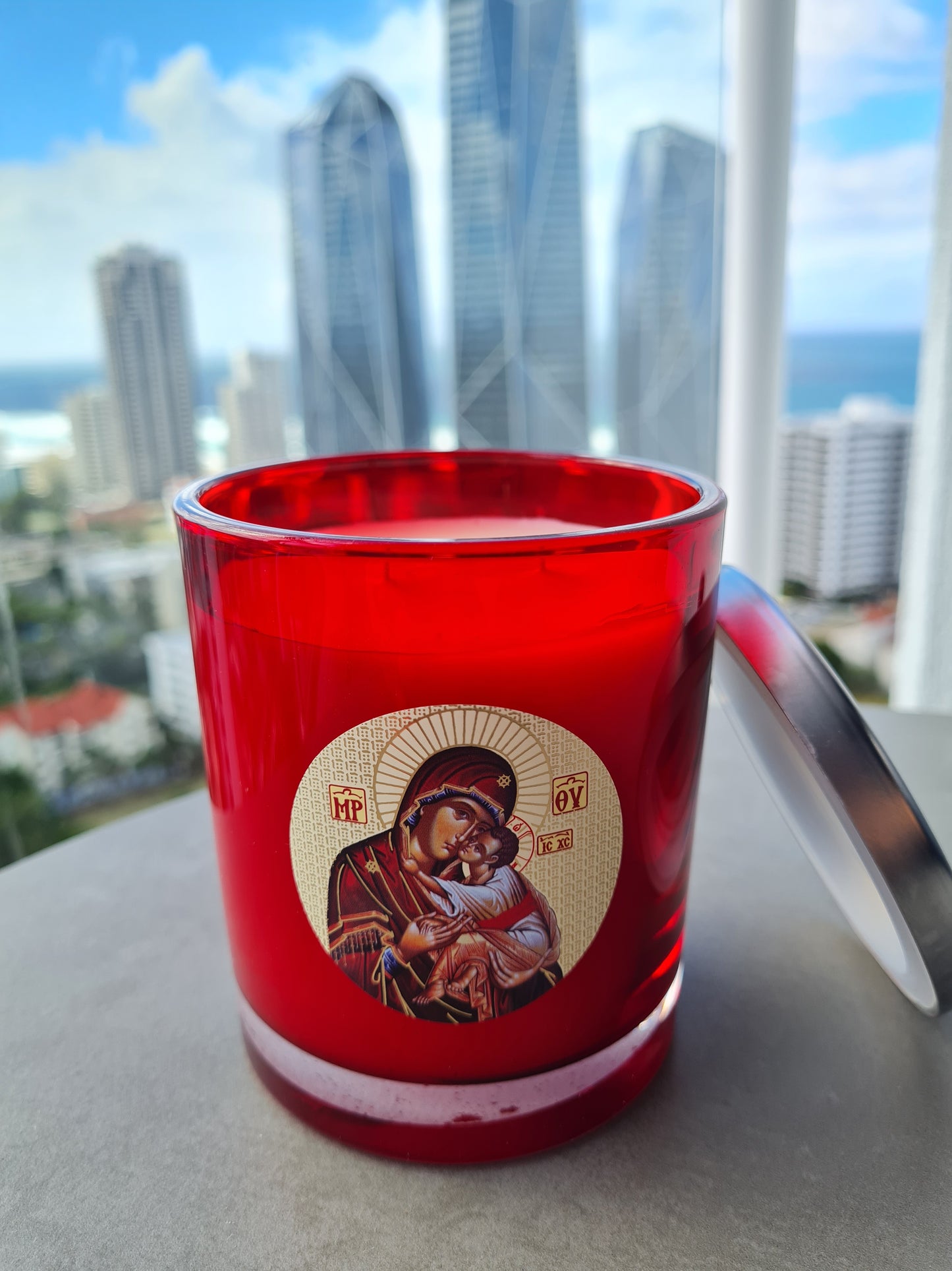 Large Red Icon Oxford Candle