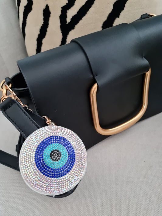 Evil Eye Hand Bag Charms Round Mosaic