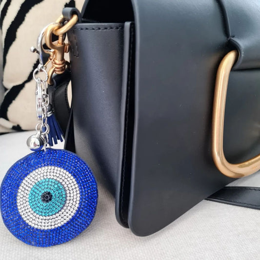 Evil Eye Hand Bag Charms Round Dark Blue